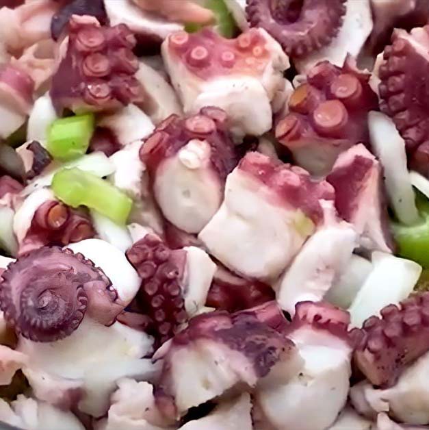 Mediterranean Octopus Salad Seasoned and Marinated